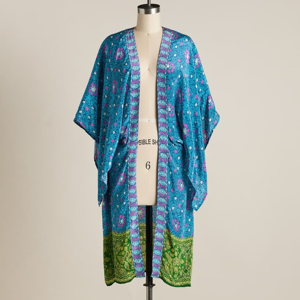 Sundance Teal & Pink Floral Swim Coverup - Picture 3 of 12